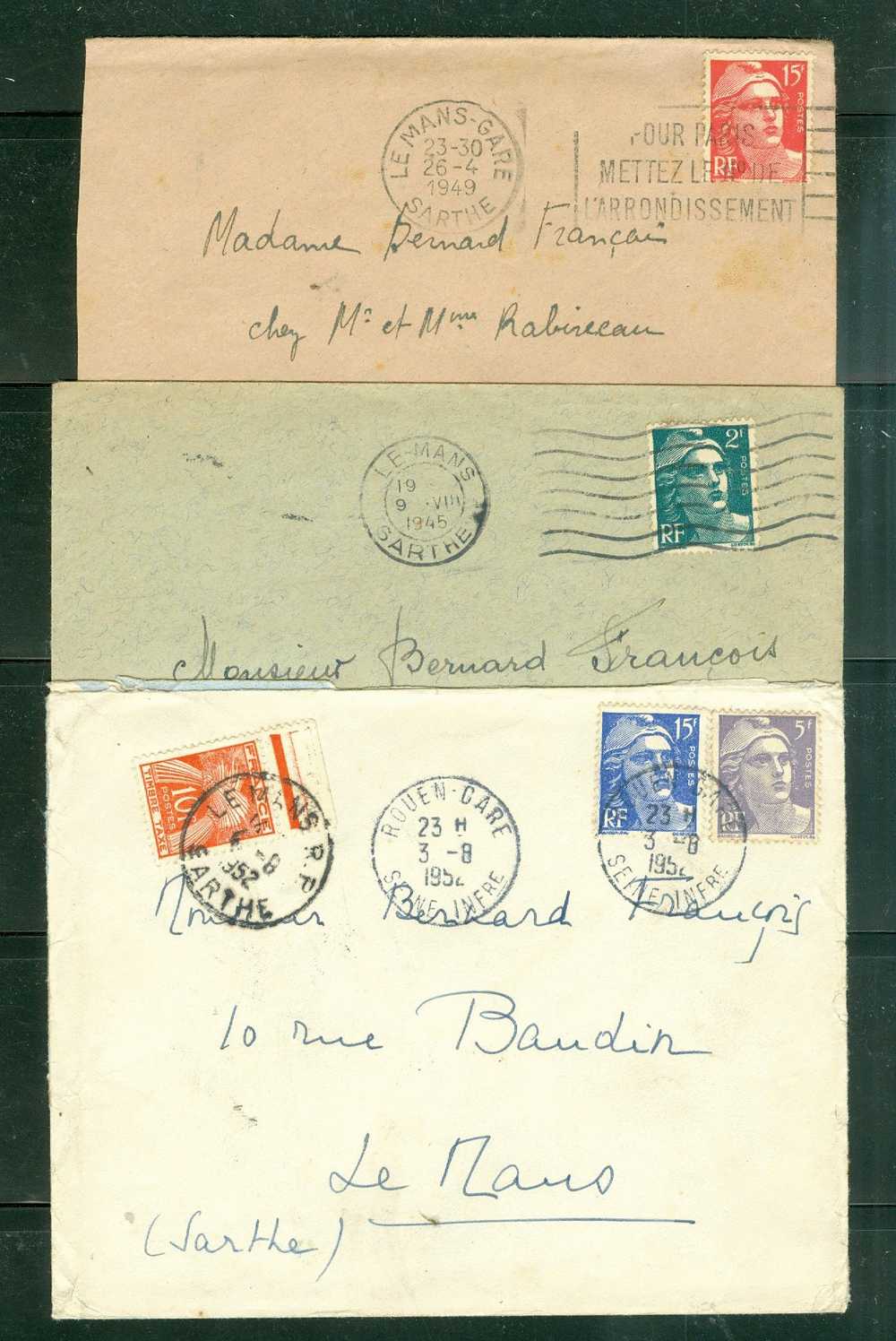 Lot De  30 Lettres Affranchies Avec Type  Gandon -Ac49 - 1945-54 Marianne (Gandon)