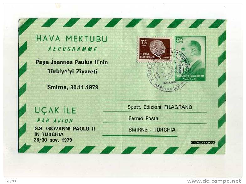 - TURQUIE . AEROGRAMME 1979 . AFFRANCHISSEMENT COMPOSE - Airmail