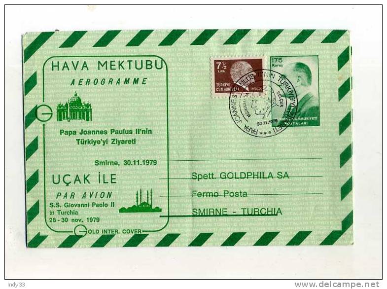 - TURQUIE . AEROGRAMME 1979 . AFFRANCHISSEMENT COMPOSE - Airmail