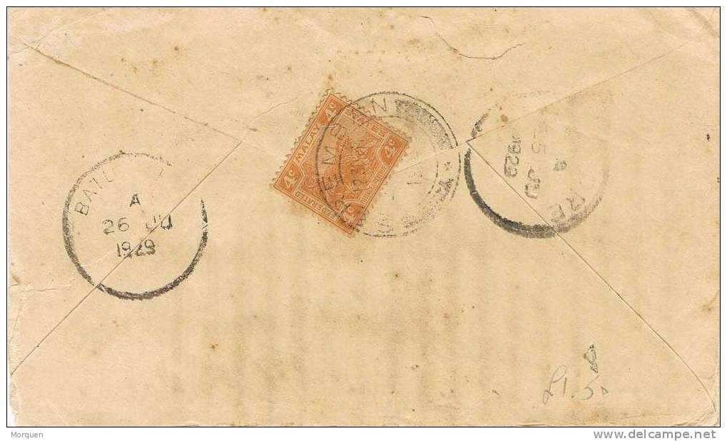 1833. Carta  SEREMBAN (Malaysia)  1929 A Johore - Johore