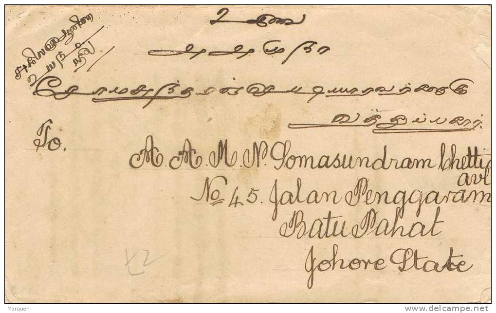 1833. Carta  SEREMBAN (Malaysia)  1929 A Johore - Johore