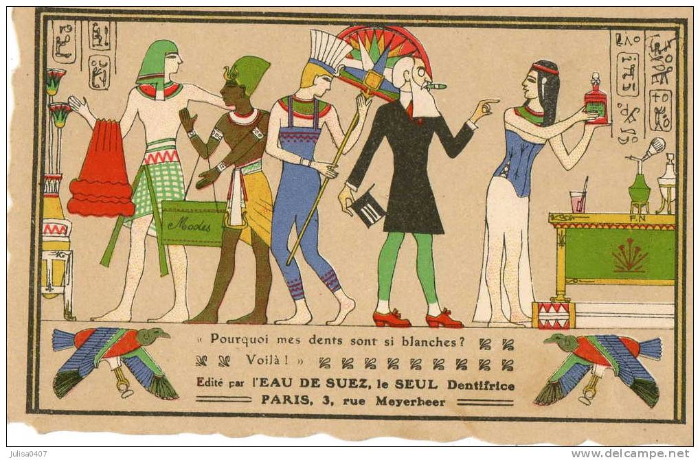 DENTAIRE DENTISTE Paris Carte Illustrée Types égyptiens Publicitaire Dentifrice - Health