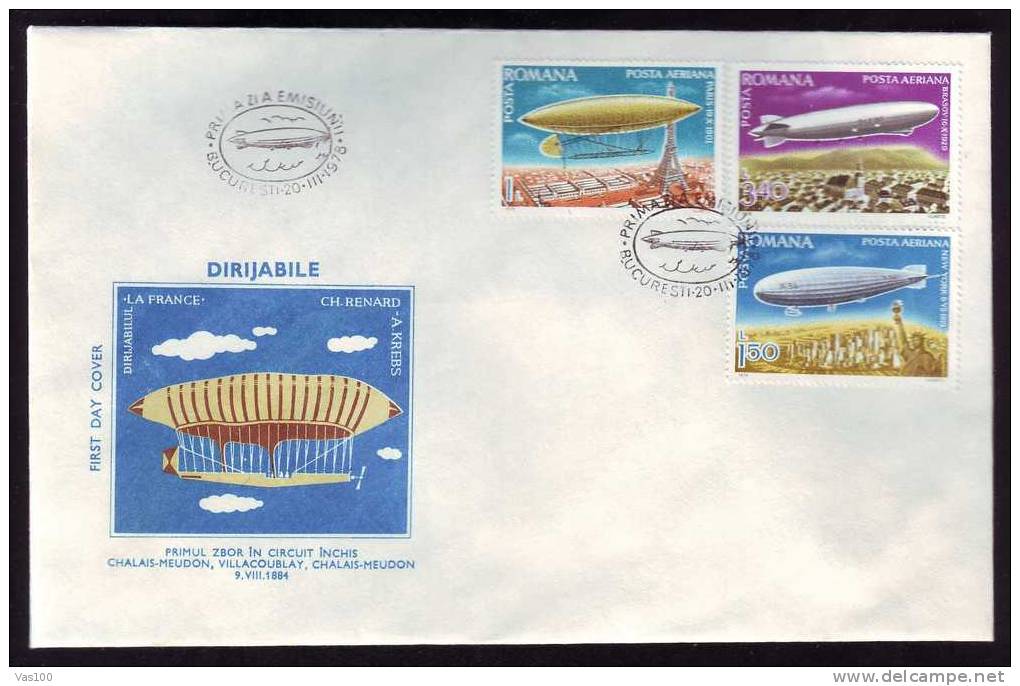 ROMANIA 1985 FDC,COVER, Zeppelins.(B) - Zeppeline