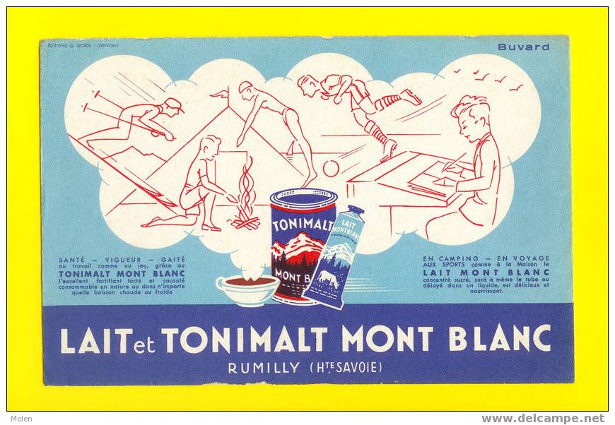 LAIT TONIMALT MONT BLANC RUMILLY HAUTE SAVOIE SPORT MELK MILK PUB RECLAME VLOEIPAPIER BUVARD BLOTTER R14 - Zuivel