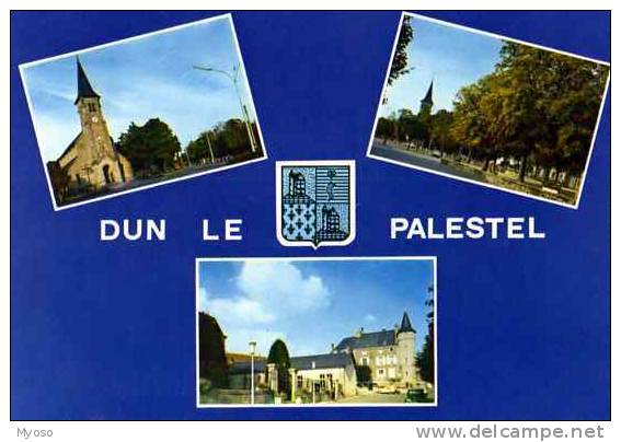 23 DUN LE PALESTEL Eglise Notre Dame De La Renaissance Champ De Foire Place De La Mairie Et Hotel Des Postes, Blason - Dun Le Palestel