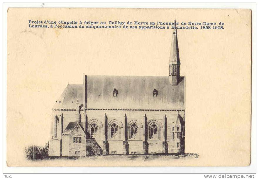 D1294 -  Projet D'une Chapelle à ériger Au Collège De Herve En L' Honneur De Notre-Dame De Lourdes - Herve