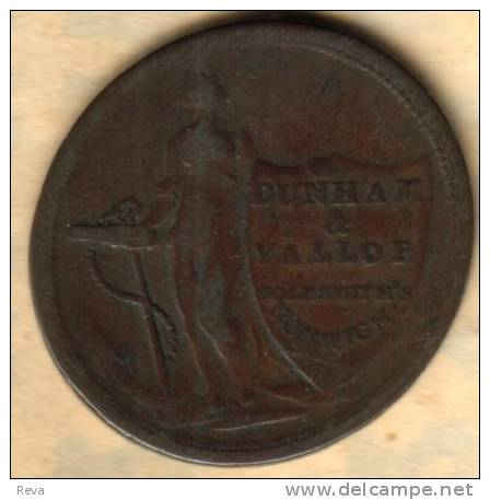 UK GREAT BRITAIN  1/2 PENNY(?) WOMAN DUNHAM & VALLOP GOLDSMITH NORWICH FRONT 1811 BACK  READ DESCRIPTION CAREFULLY !! - Altri & Non Classificati