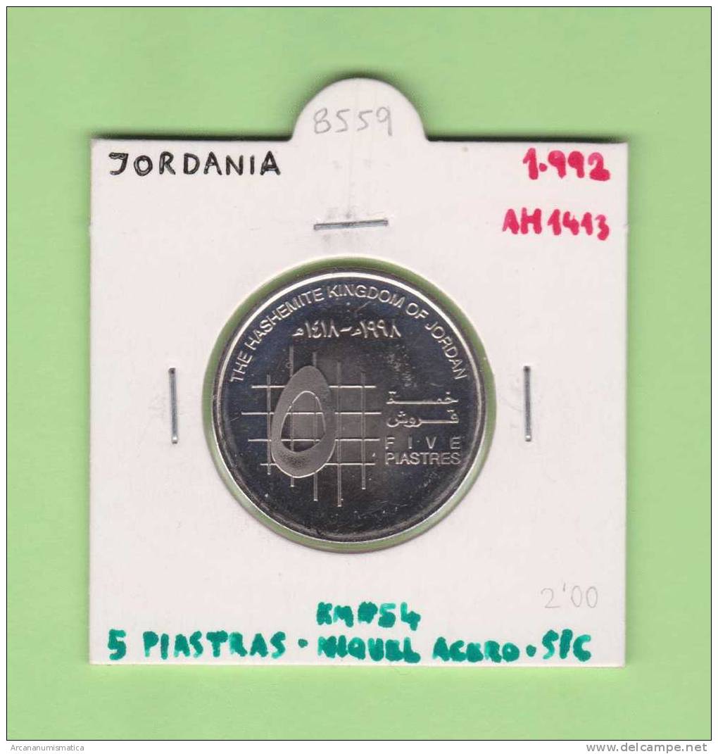 JORDANIA  5 PIASTRAS   1.992   Niquel  Acero  KM#54    SC/UNC   DL-8559 - Jordan