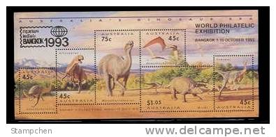 Australia 1993 Dinosaur Era Stamps S/s Bangkok Overprinted - Blocks & Sheetlets