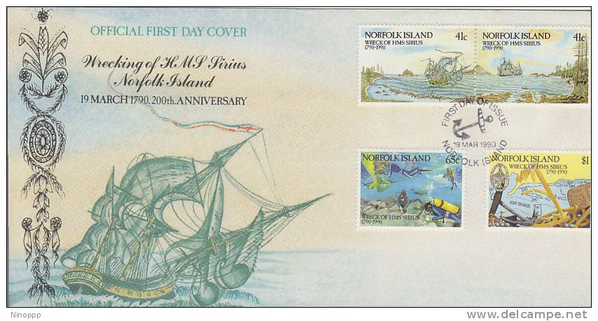 Norfolk Island-1990 Wreck Of HMS Sirius   FDC - Norfolk Island