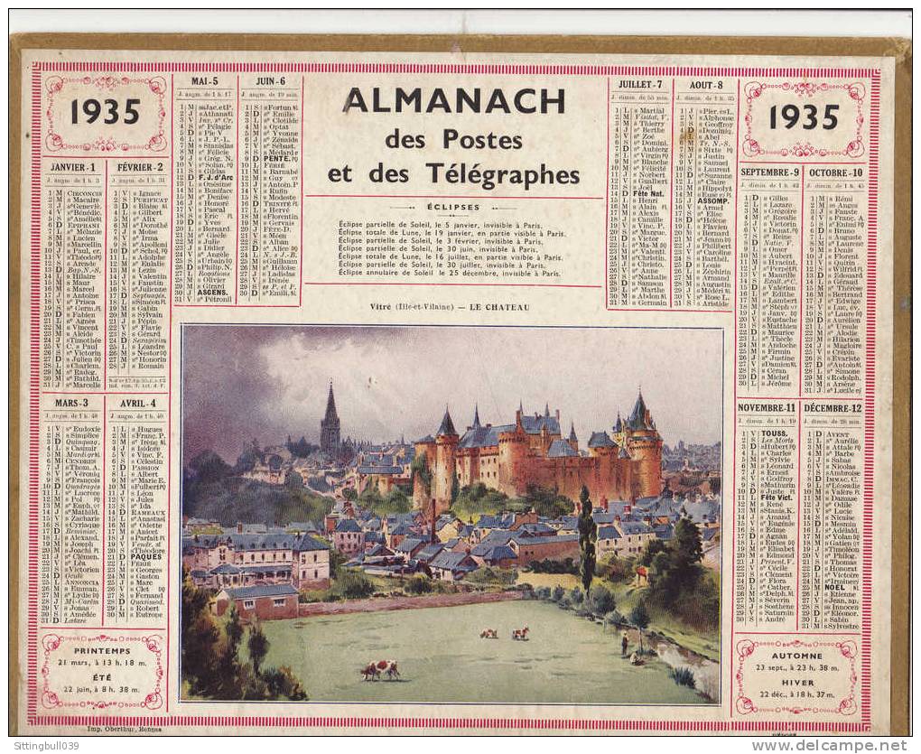 Almanach Des Postes Et Des Télégraphes 1935 (Seine Et Oise). Vitré (Ille Et Vilaine). Le Château.. Oberthur. - Grand Format : 1921-40