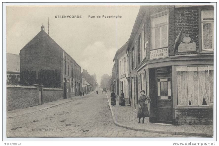 (59) STEENVOORDE Rue De Poperinghe Estaminet "À La Tête D´Or" Tabac Café Bière. Petite Animation. - Steenvoorde