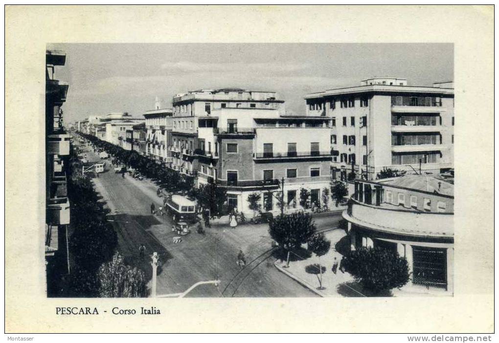 PESCARA. Corso Italia. Autobus. Vg. C/fr. Per SPILIMBERGO (PN) Nel 1954. - Pescara