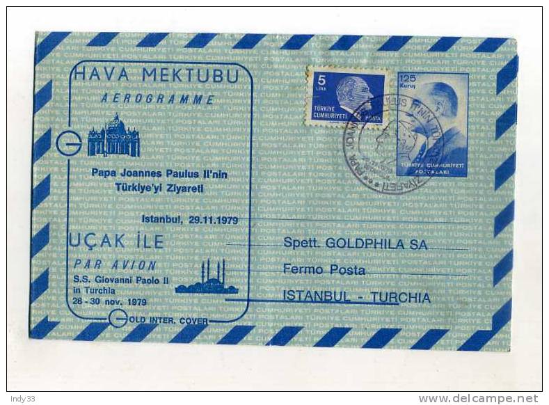 - TURQUIE . AEROGRAMME 1979 . AFFRANCHISSEMENT COMPOSE - Luchtpost