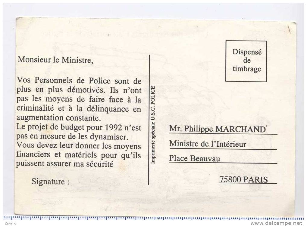 CP --U.S.C --UNION DES SYNDICA POLICE  192--RECTO / VERSO--- Z27 TRI - Police & Gendarmerie