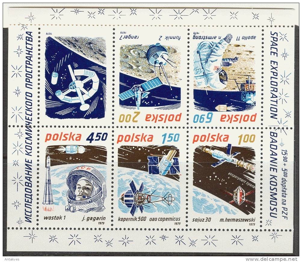 Poland 1979 Space Espace Gagarin Sheet Of 5 MNH - Nuevos