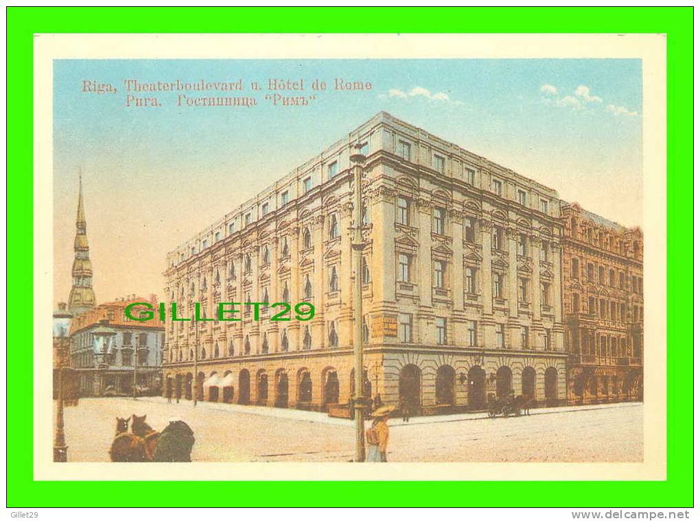 RIGA, LATVIA -  TEATRA (NOW PADOMJU) BOULEVARD - HOTEL ROME - CARD WRITTEN - - Lettonie