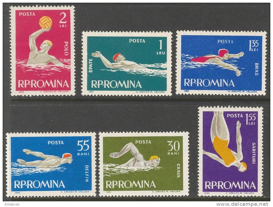 Romania 1963 Water Sport  Water Polo Set Of6 MNH - Wasserball