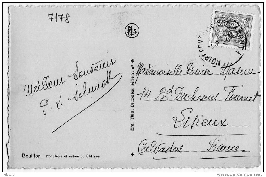 7178     Belgio  Bouillon  Pont-levis  Et  Entree  Du  Chateau  VG  1957 - Bouillon