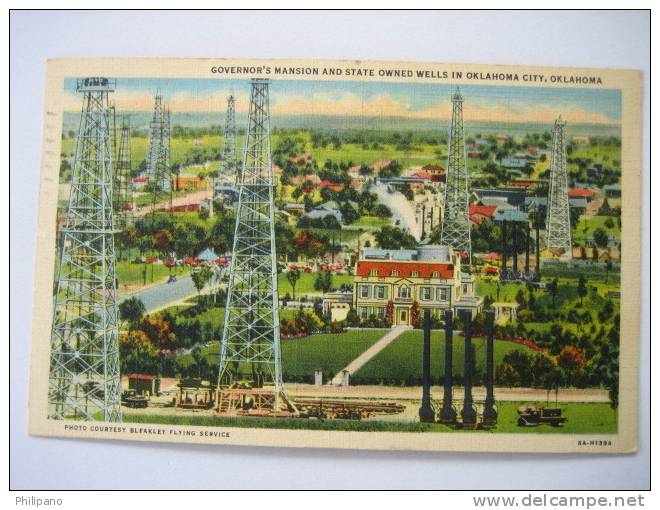 Governor's Mansion & State Owned Wells In Oklahoma City Ok  Linen  1940 Cancel - Oklahoma City