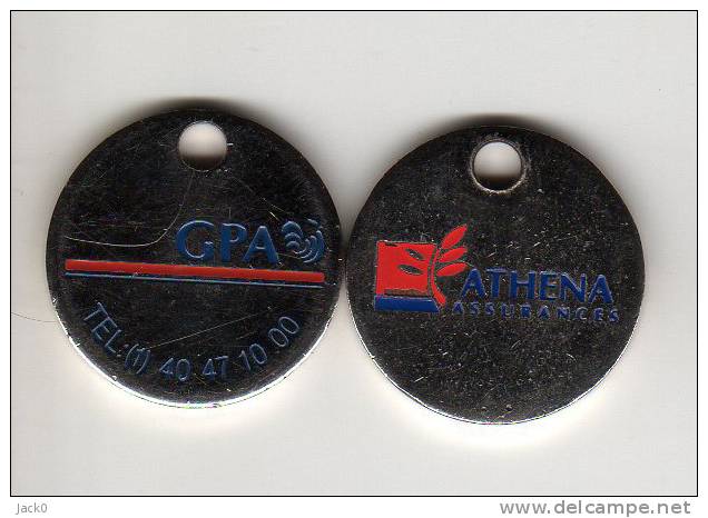 Jeton De Caddie  ATHENA   Assurances  Verso  G P A - Trolley Token/Shopping Trolley Chip