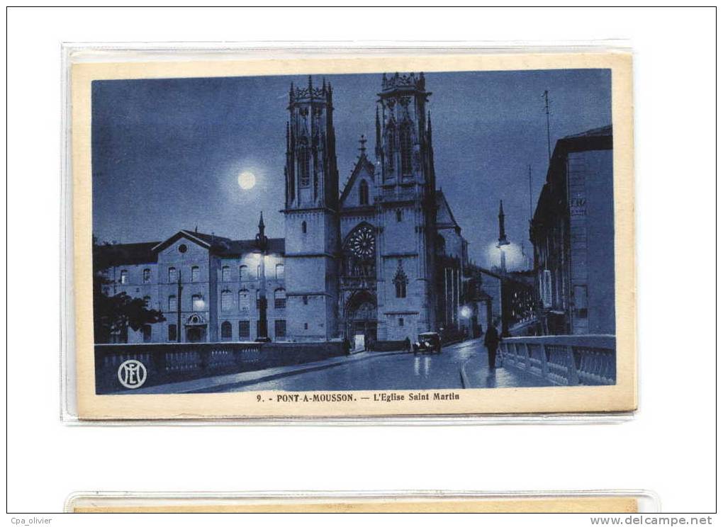 54 PONT A MOUSSON Eglise St Martin, Effet De Nuit, Lune, Ed EMO 9, 193? - Pont A Mousson