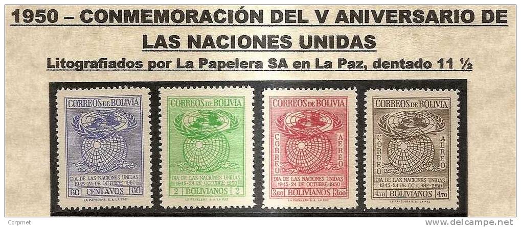 BOLIVIA - 1950 NACIONES UNIDAS - Yvert # 307/308 + A115/116 - MINT LH - Bolivia