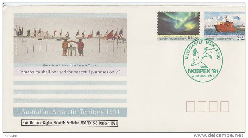 Australian Antarctic Territory-1991 30th Anniversarty Treaty,NORPEX 91 Green  FDC - Other & Unclassified