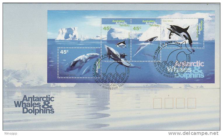 Australian Antarctic Territory-1995 Whales & Dolphins MS  FDC - Other & Unclassified