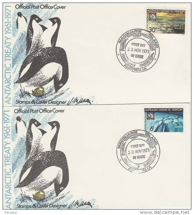 Australian Antarctic Territory-1971 10th Anniversary Treaty,Macquarie Island Base FDCs - Other & Unclassified