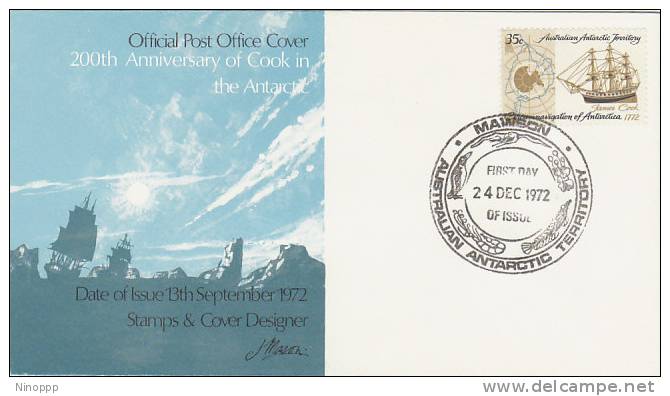 Australian Antarctic Territory-1972 200th Anniversary Cook,35c Mawson Base FDC - Other & Unclassified