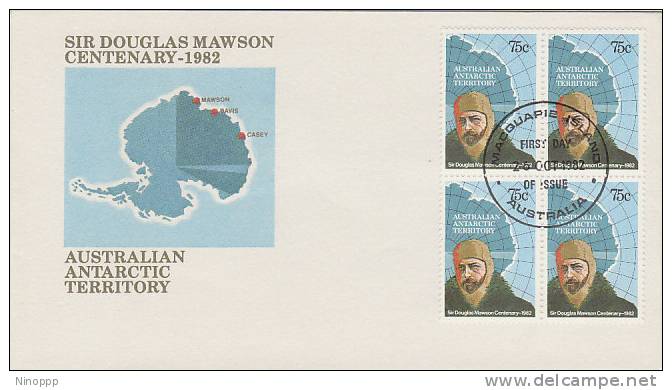 Australian Antarctic Territory-1982 Mawson Centenary, Macquarie Base 75c Block 4  FDC - Other & Unclassified