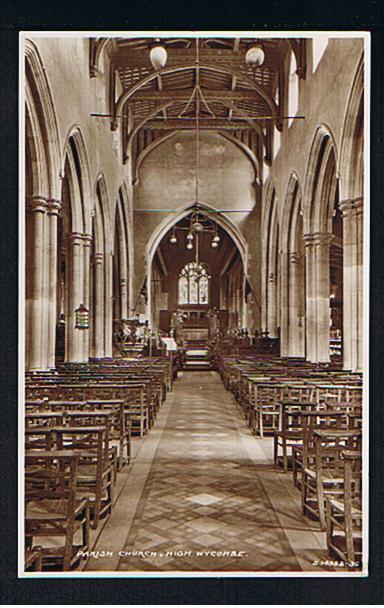 RB 562 -  Early Real Photo Postcard Parish Church Interior High Wycombe Buckinghamshire - Buckinghamshire