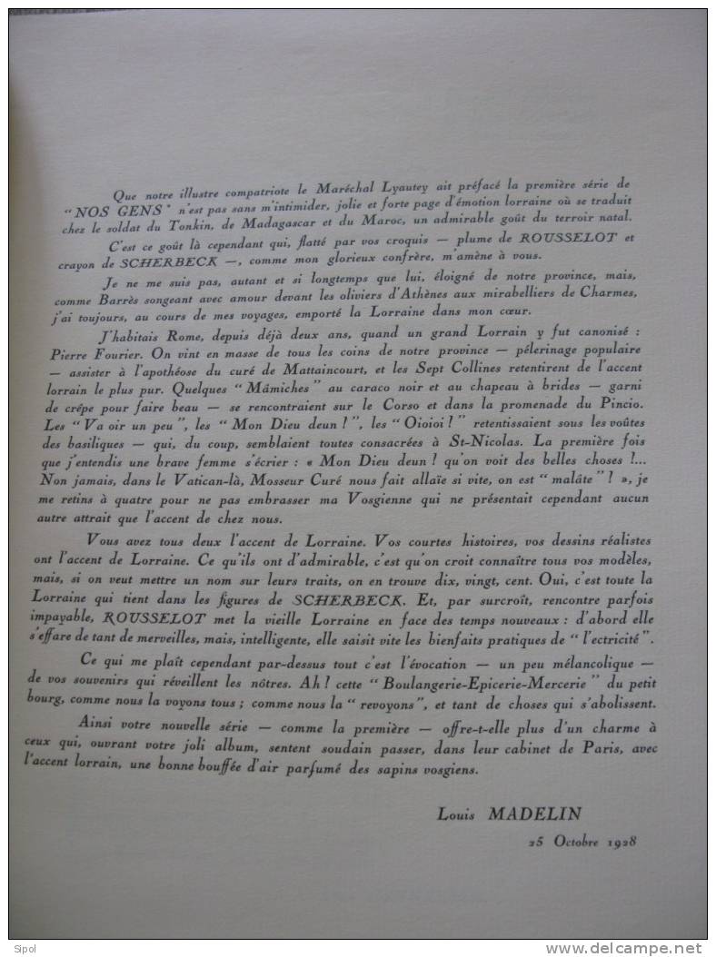 Nos Gens (2ème Série) 1928 Préface De L.Madelin Poème De TonnelierTextes.Rousselot Dessins  Scherbeck Nancy TBEN°366/600 - Lorraine - Vosges