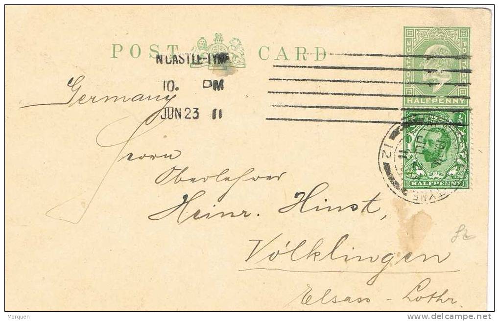 Entero Postal NEW CASTLE (Gran Bretaña) 1911 - Lettres & Documents