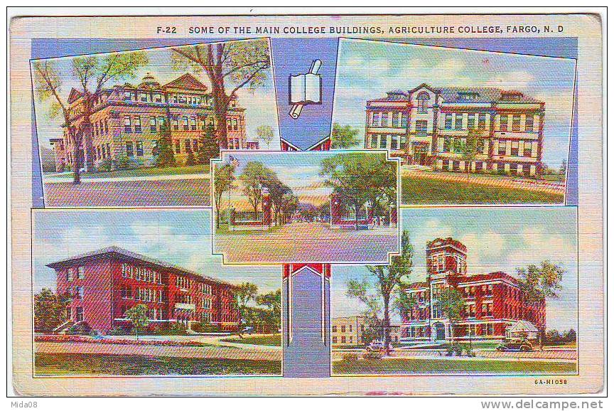 SOME OF THE MAIN COLLEGE BUILDINGS . AGRICULTURE COLLEGE . FARGO. N.D. CARTE TOILEE. MULTIVUES. - Otros & Sin Clasificación