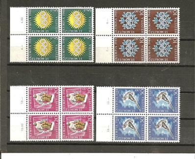 Mot058/ SCHWEIZ -  Winter-Olympiade 1945, St. Moritz ** 4-er Block Mit  SEITENRAND - Unused Stamps