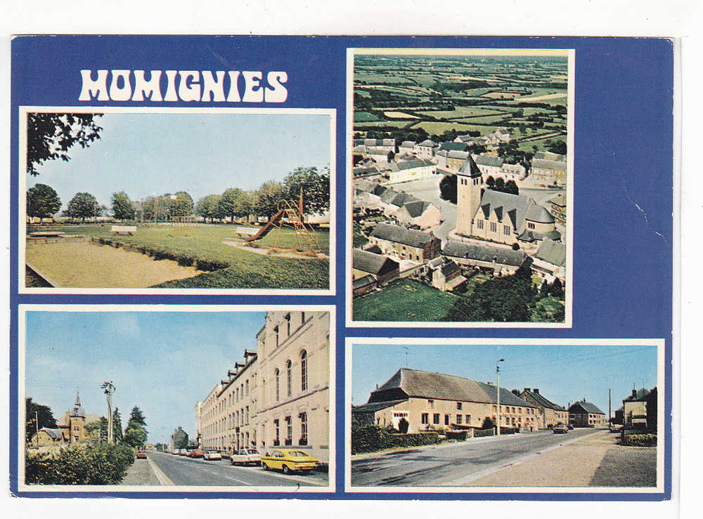 MOMIGNIES  - 4 Vues  : Plaine De Jeux - Eglise - L'Heureux Abri - Rue Chantrenne - Momignies
