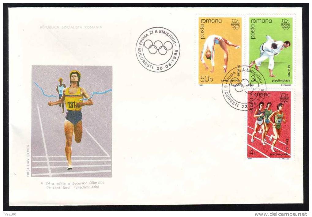 ROMANIA FDC 2x Covers Olympic Games Seoul 1988, FULL SETS . - Summer 1988: Seoul