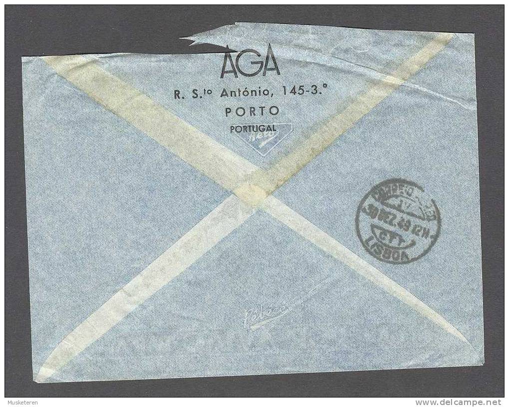Portugal "AGA" Airmail Por Aviao Lisboa Cancel Cover 1949 To Sweden Karavelle (2 Scans) - Lettres & Documents