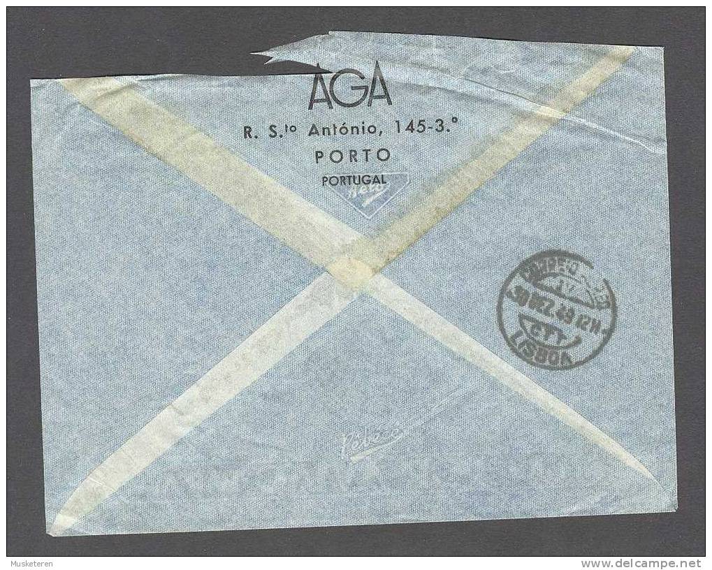 Portugal "AGA" Airmail Por Aviao Lisboa Cancel Cover 1949 To Sweden Karavelle (2 Scans) - Storia Postale