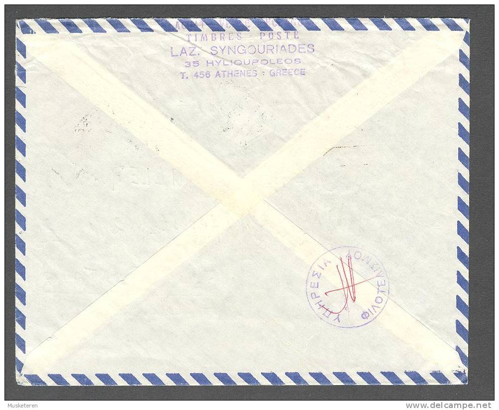 Greece Airmail Par Avion Registered Readressed ATHENS Canc. Cover 1969 To Germany Interesting Purple Cancel (2scans) - Briefe U. Dokumente