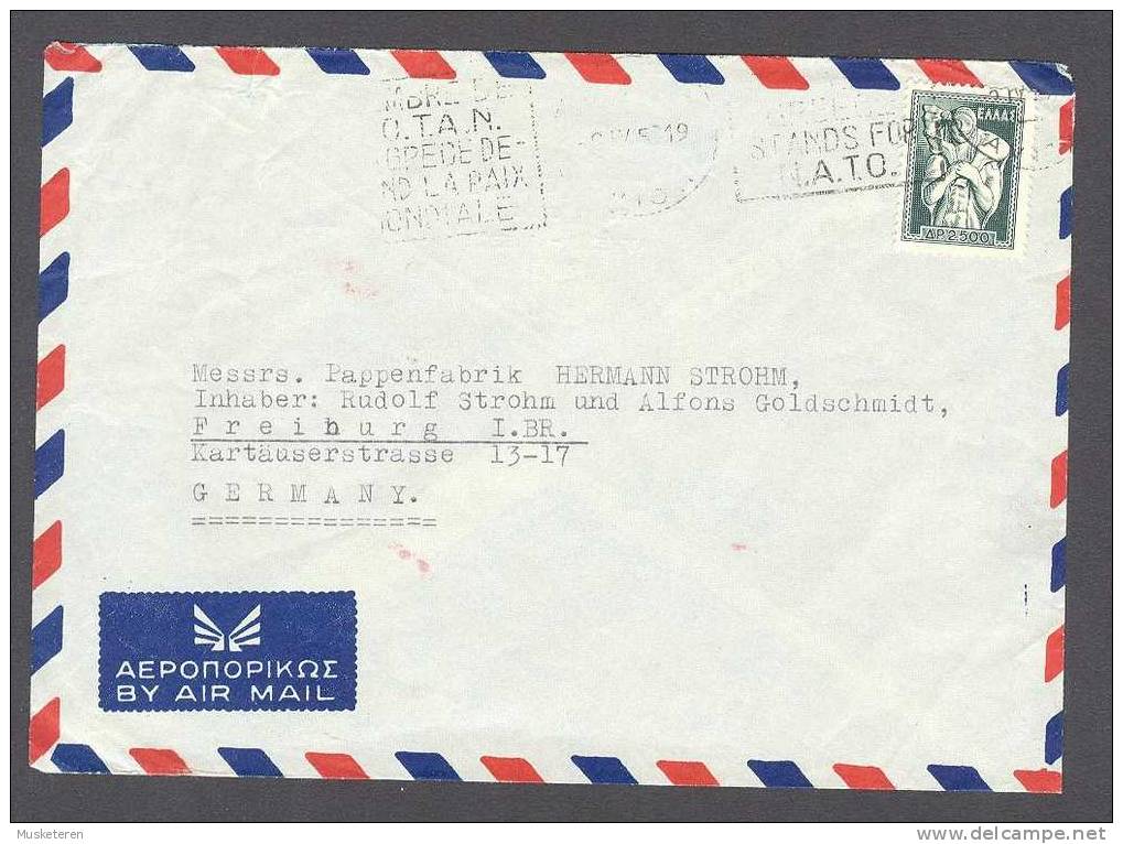 Greece Airmail Par Avion ATHENS N.A.T.O. TMS Cancel Cover 1955 To Germany - Cartas & Documentos