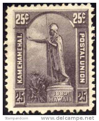 Hawaii #47 Mint Hinged 25c Statue Of King Kamehameha I From 1883 - Hawaï