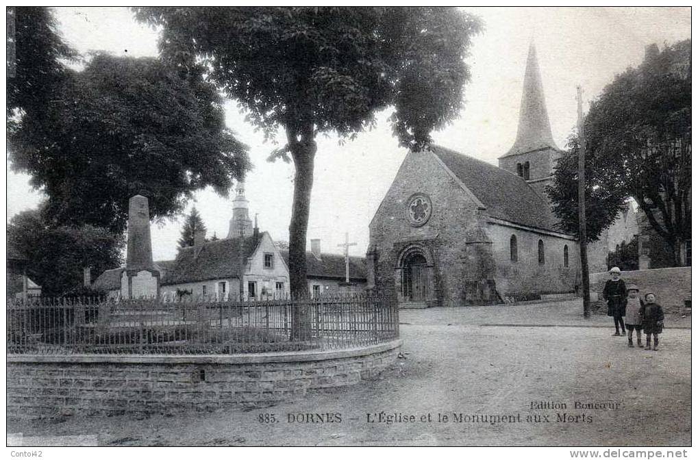 58 DORNES EGLISE MONUMENT AUX MORTS NIEVRE - Autres & Non Classés