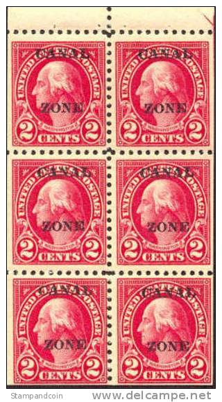 Canal Zone #73a Mint Hinged 2c Washington Booklet Pane From 1924-25 - Zona Del Canale / Canal Zone