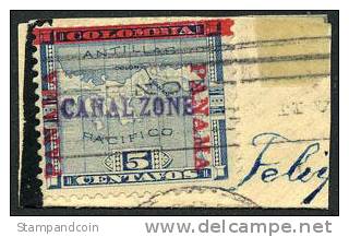 Canal Zone #2 Used 5c On Piece From 1904 - Canal Zone