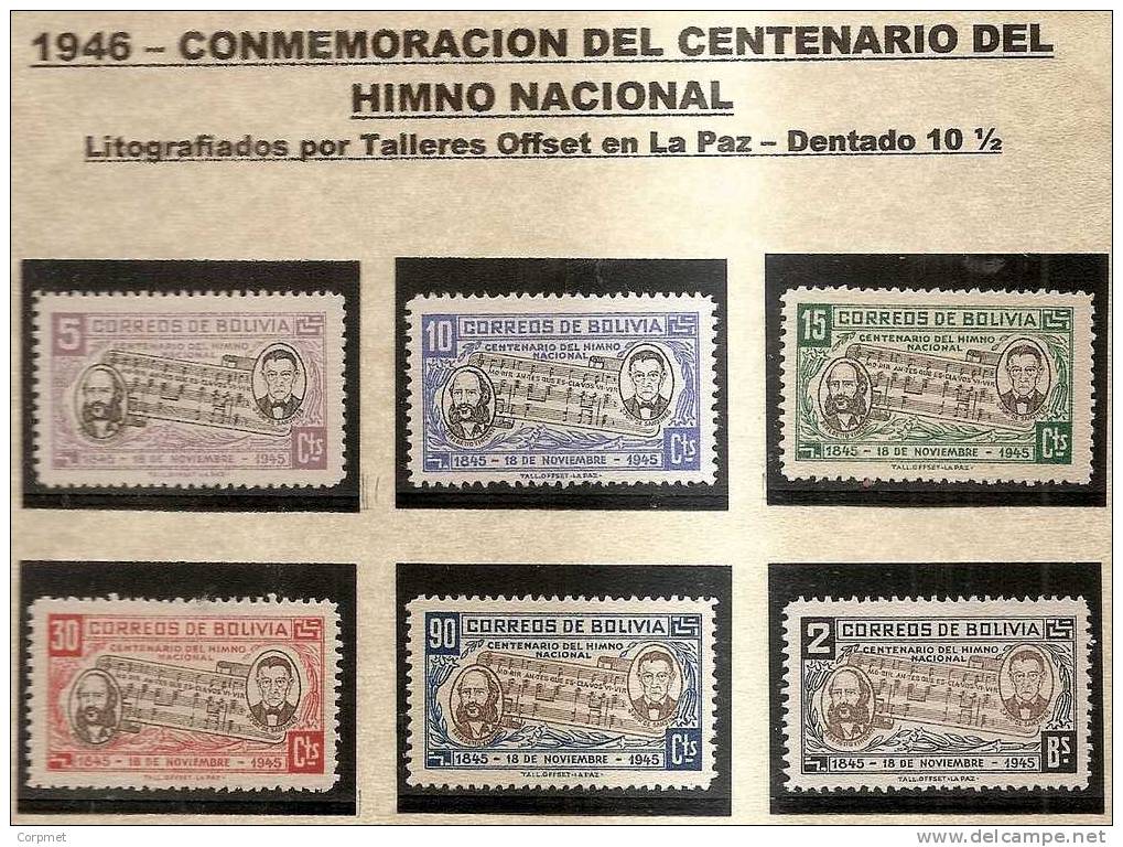 BOLIVIA - 1946 HIMNO NACIONAL - Yvert # 277/282 -  MINT LH - Bolivia