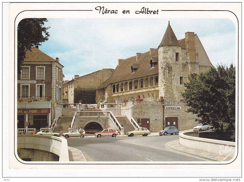 Cpm 47 Lot Et Garonne Nerac En Albret  Le Chateau  Voitures Anciennes - Nerac