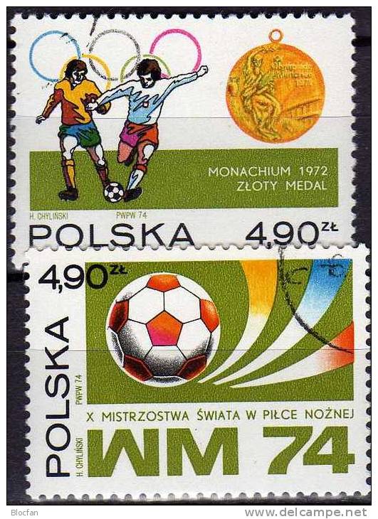 Spiel-Szene Fussball-WM In Der BRD 1974 Polen 2315/6 O 1€ Medaille Emblem Football Stamp FIFA Soccer Set Sport Of Polska - 1974 – Germania Ovest